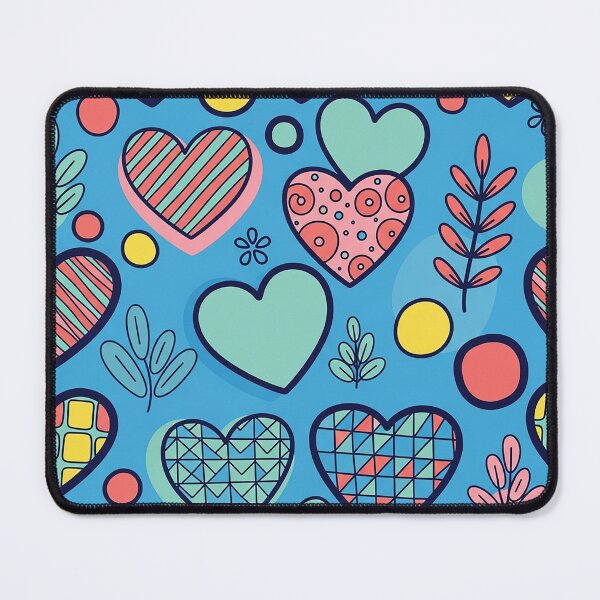 Item preview, Colorful Doodle Heart Pattern on Bright Blue designed and sold by GamerGearTees.
