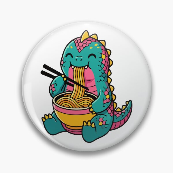 Item preview,  Cute Kaiju monster eating ramen noodles fun vector art designed and sold by Tong4130.