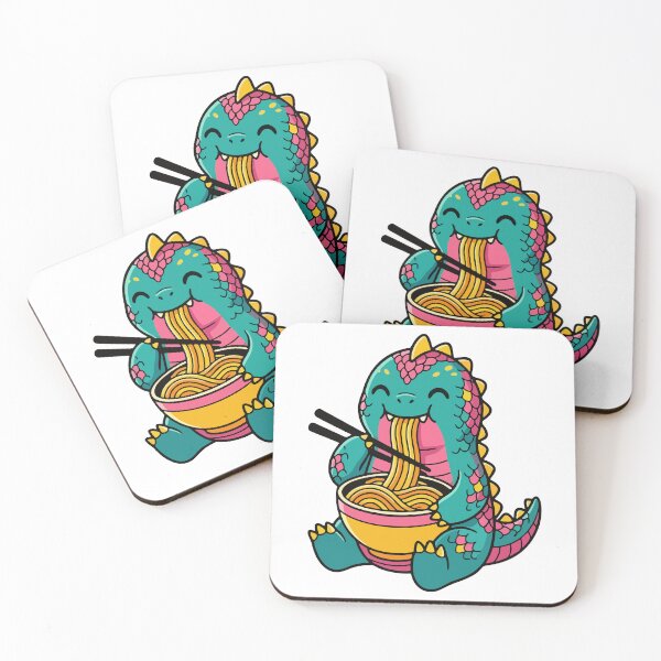 Item preview,  Cute Kaiju monster eating ramen noodles fun vector art designed and sold by Tong4130.