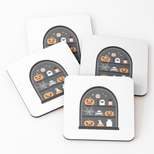 Item preview,  Spooky shelf with pumpkins, spiderwebs and candy corn. designed and sold by jazzydevil.