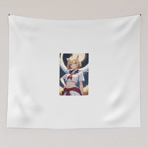Item preview, Nakaki Kiosuki Kitsune Art – Blonde Fox Girl in School Uniform designed and sold by iloveanimechibi.