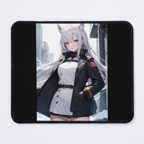 Item preview, Nakagishi Isakeno Tactical Kitsune Art – Silver Haired Anime Girl in Military Jacket designed and sold by iloveanimechibi.