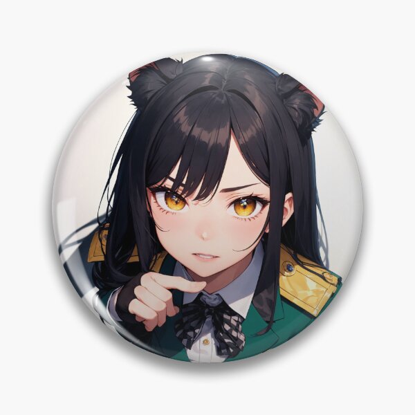 Item preview, Nishisaki Kamegisa Cat Girl Art – Black Haired Anime Neko in Green Uniform designed and sold by iloveanimechibi.