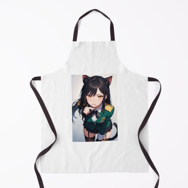 Item preview, Nishisaki Kamegisa Cat Girl Art – Black Haired Anime Neko in Green Uniform designed and sold by iloveanimechibi.