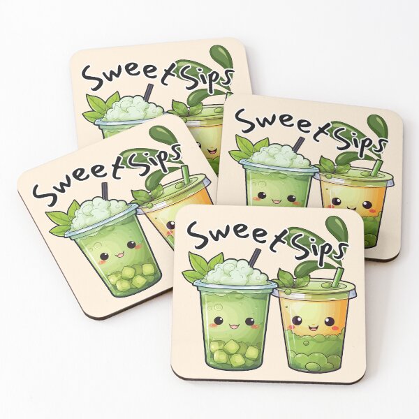 Item preview, Sweet Sips Kawaii Bubble Tea Duo designed and sold by digitaldemart.