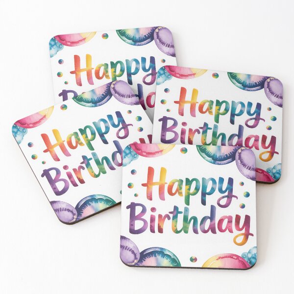 Item preview, Happy Birthday Rainbow Watercolor Balloons Gold Accents designed and sold by SellingWSarah17.