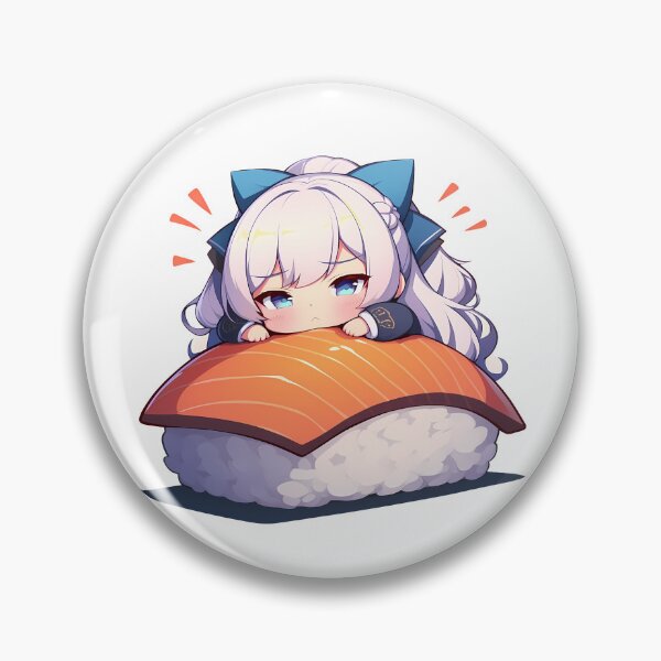 Item preview, Belfast Azur Lane Chibi Sushi Kawaii Anime Girl Blue Hair Roll designed and sold by CarlosBender.