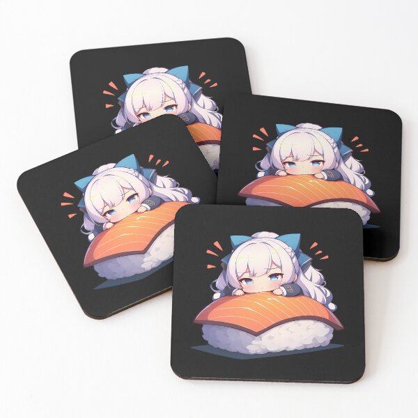 Item preview, Belfast Azur Lane Chibi Sushi Kawaii Anime Girl Blue Hair Roll designed and sold by CarlosBender.