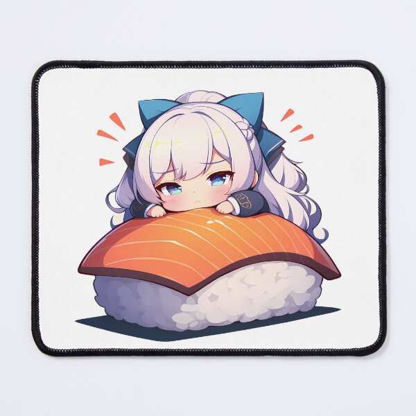 Item preview, Belfast Azur Lane Chibi Sushi Kawaii Anime Girl Blue Hair Roll designed and sold by CarlosBender.