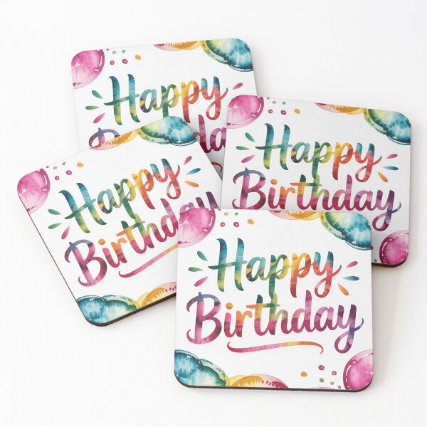 Item preview, Happy Birthday Vibrant Rainbow Watercolor Balloons Gold Splatter designed and sold by SellingWSarah17.