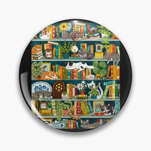 Item preview, vintage Library cats - whimsical cats on the book shelves designed and sold by fikriyansa.