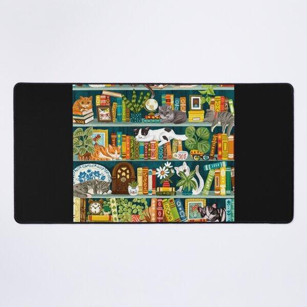 Item preview, vintage Library cats - whimsical cats on the book shelves designed and sold by fikriyansa.