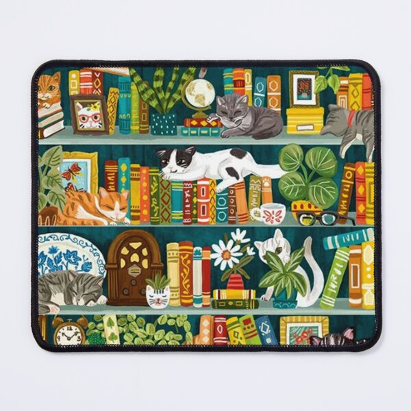 Item preview, vintage Library cats - whimsical cats on the book shelves designed and sold by fikriyansa.