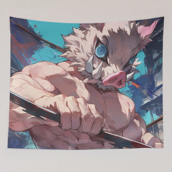 Item preview, Inosuke Hashibira Demon Slayer Anime Fierce Action Strength Battle Intensity designed and sold by CarlosBender.