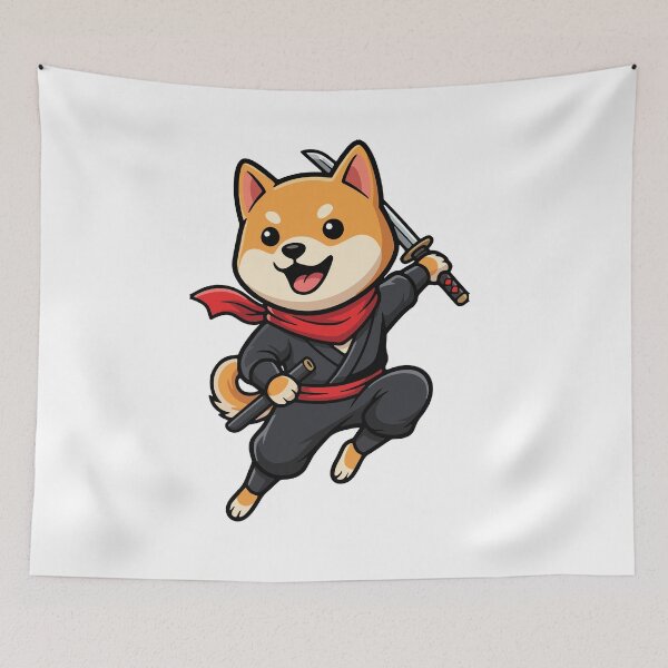 Item preview, Cute Shiba Inu dog dressed as ninja vector illustration designed and sold by Tong4130.