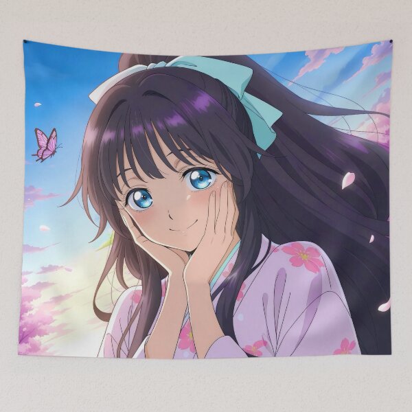 Item preview, Fragrant Kaoruko Waguri Yukata Sakura Bloom Anime Girl Waifu designed and sold by CarlosBender.