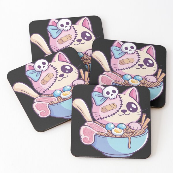 Item preview, Cute Pastel Kawaii Zombie Cat Eating Ramen Halloween 2023 designed and sold by tkhrbika.