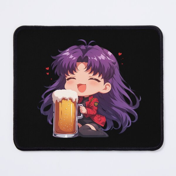 Item preview, Misato Katsuragi Neon Genesis Evangelion Anime Girl Chibi Kawaii Beer Happy Moment designed and sold by riadjamai.