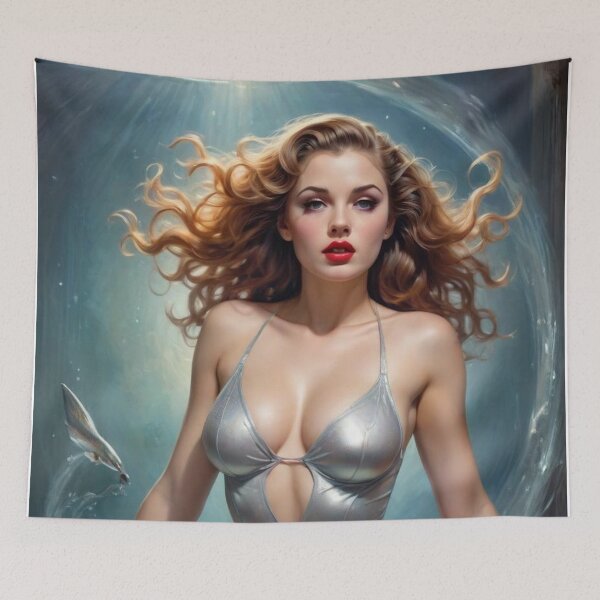 Item preview, Zodiac Rebirth Pisces Ethereal Water Goddess Celestial Fantasy Art Print designed and sold by MissSaylor.
