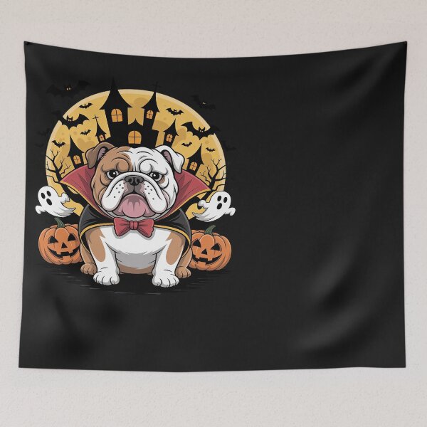 Item preview, English Bulldog Vampire Dog Halloween Witch Pumpkin designed and sold by BlueCreator-inc.