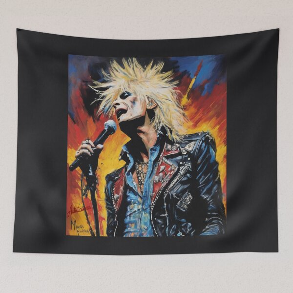 Item preview, "Rock Energy Explosion: Michael Monroe's Glam Rock Icon" designed and sold by Artisticanvas.
