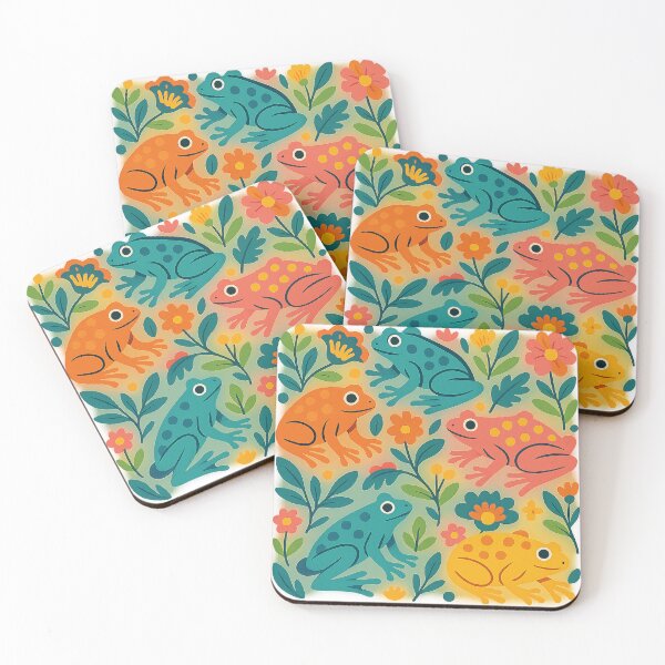 Item preview, Colorful Frogs in Whimsical Floral Garden designed and sold by chromatalove.