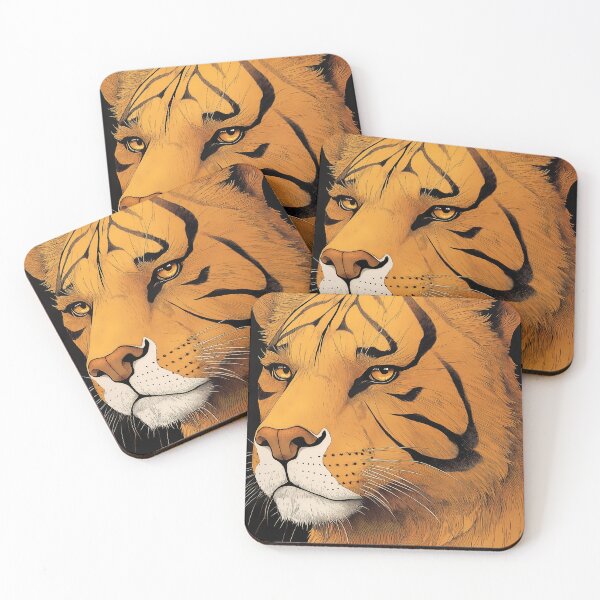 Item preview, Tiger Celestial Guardian Dark Gold Wildlife Illustration designed and sold by mildaclairmo.