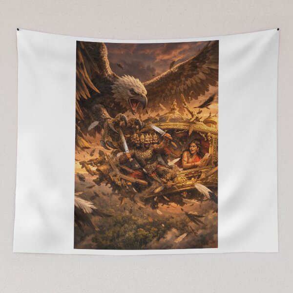 Item preview, Jatayu vs Ravana: Epic Ramayana Battle Art Poster designed and sold by sugato123.