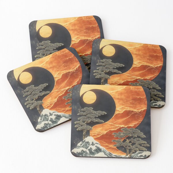 Item preview, Japanese Landscape Gold Emerald Yin Yang Harmony designed and sold by mildaclairmo.