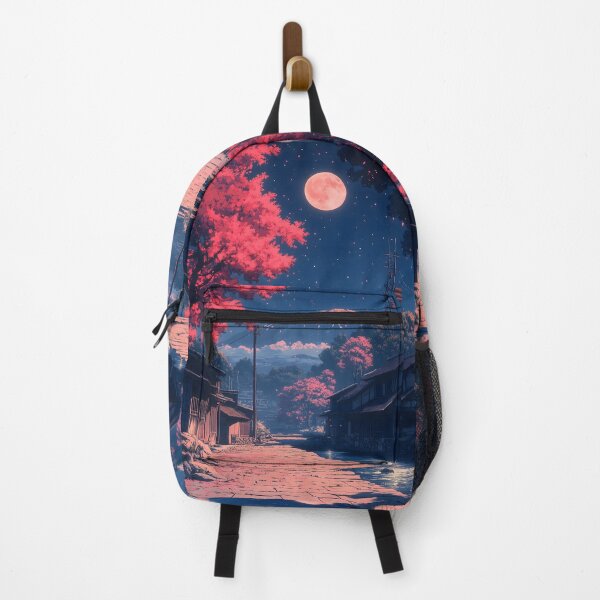 Item preview, Japanese Landscape Moonlit Village Mount Fuji Night designed and sold by mildaclairmo.