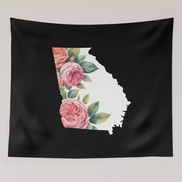 Artikelvorschau, Georgia Rose State Map Pride Patriotic Floral entworfen und verkauft von FaithAbbott.