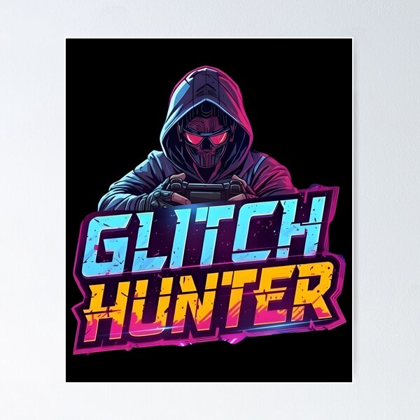 Item preview, Glitch Hunter Gamer – Neon Style Gaming Graphic designed and sold by PHRASEandSTYLE.