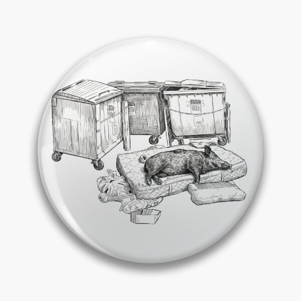 Item preview, Pig on Mattress Next to Dumpsters designed and sold by Naux | Design & Illustration.