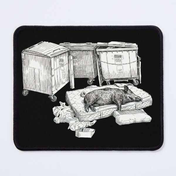 Item preview, Pig on Mattress Next to Dumpsters designed and sold by Naux | Design & Illustration.