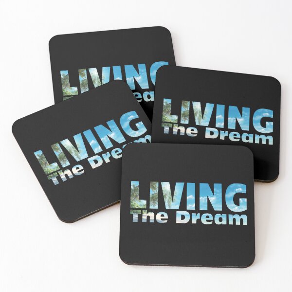 Item preview, Living the Dream – Beach Scene Typography with Palms & Ocean Vibes -  Tropical Beach Cut-Out Text Design - Sandy, Sunny Beach designed and sold by ArtGMerch.