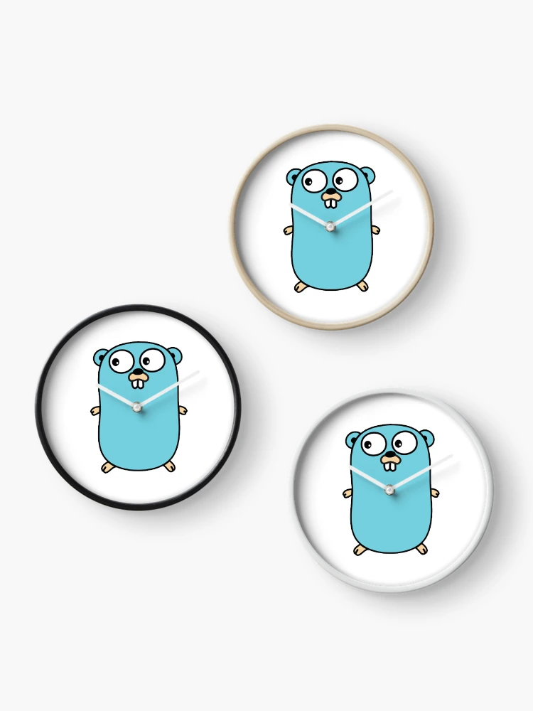 Thumbnail 3 of 4, Clock, Nerdy Go Gopher Logo Computer Programmer designed and sold by MathWare MathClips.