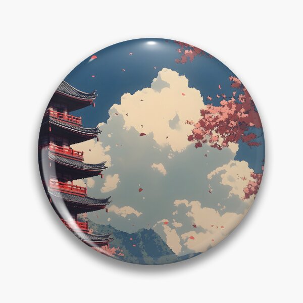 Item preview, Japanese Landscape Pagoda Bridge Tranquil Lake Reflection designed and sold by mildaclairmo.