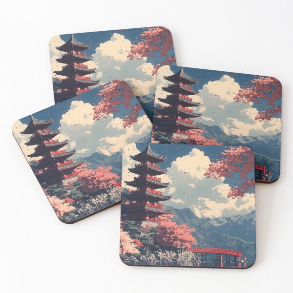 Item preview, Japanese Landscape Pagoda Bridge Tranquil Lake Reflection designed and sold by mildaclairmo.