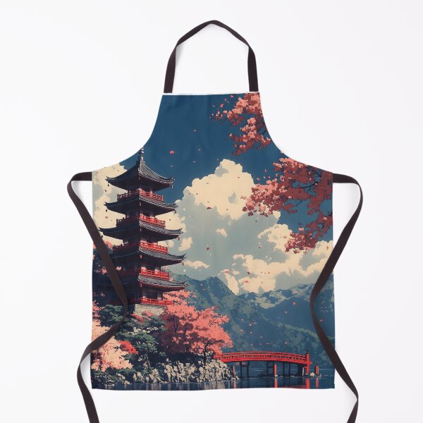 Item preview, Japanese Landscape Pagoda Bridge Tranquil Lake Reflection designed and sold by mildaclairmo.