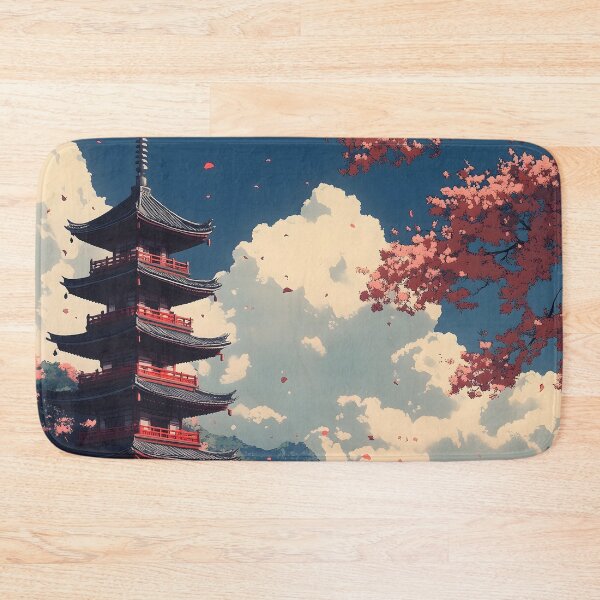 Item preview, Japanese Landscape Pagoda Bridge Tranquil Lake Reflection designed and sold by mildaclairmo.
