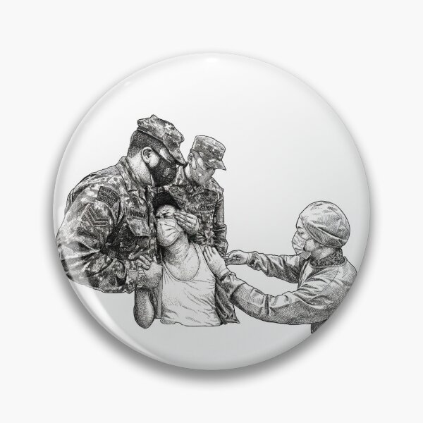 Item preview, Man Receiving Injection from Medical Worker and Restrained by Soldiers designed and sold by Naux | Design & Illustration.