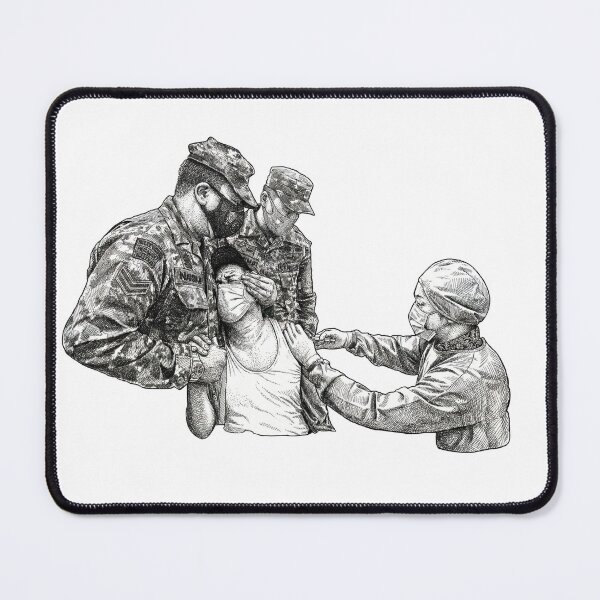 Item preview, Man Receiving Injection from Medical Worker and Restrained by Soldiers designed and sold by Naux | Design & Illustration.