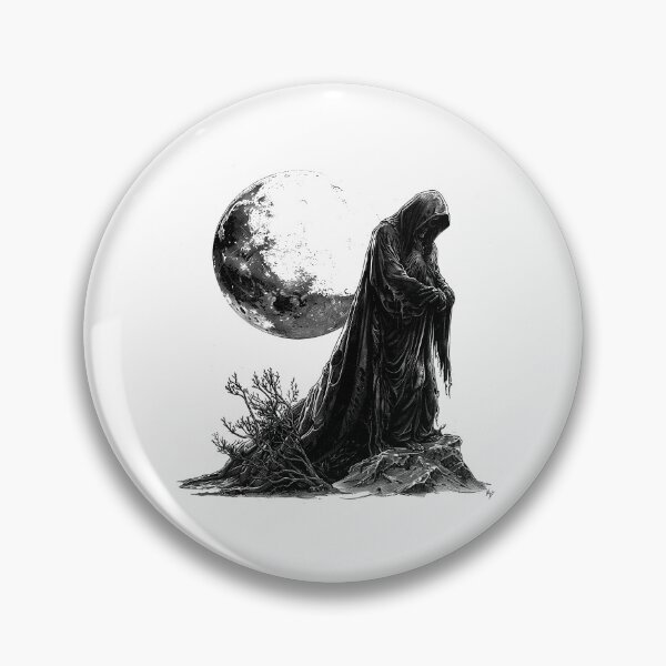 Item preview, Hooded Reaper Beneath the Full Moon – Dark Gothic Night Art designed and sold by inkoutninja.