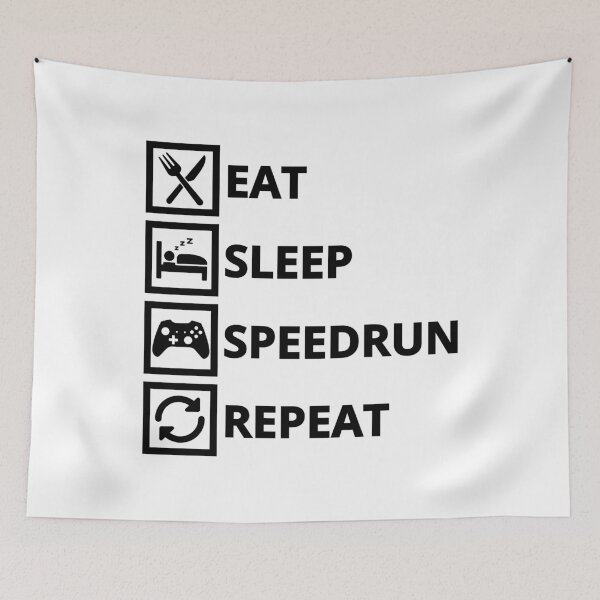 Item preview, Eat Sleep Speedrun Repeat – Gamer Routine Icon List designed and sold by PHRASEandSTYLE.