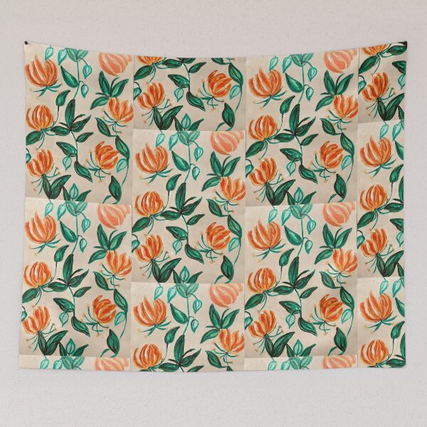 Item preview, Flame Lily of Zimbabwe – Vibrant African Floral Cushion Cover Art designed and sold by Nikkiart24.redbubble.com.