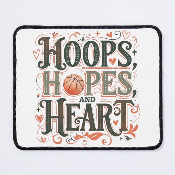 Item preview, Hoops, Hopes, and Heart - Vintage Inspirational Basketball Graphic designed and sold by CulDeSacCreate.