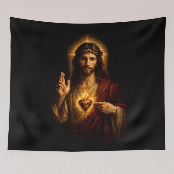 Item preview, Sacred Heart of Jesus – Divine Golden Light Christian Art designed and sold by Trove Designs.