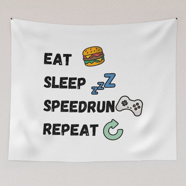 Item preview, Eat Sleep Speedrun Repeat – Fun Emoji Gamer Quote designed and sold by PHRASEandSTYLE.