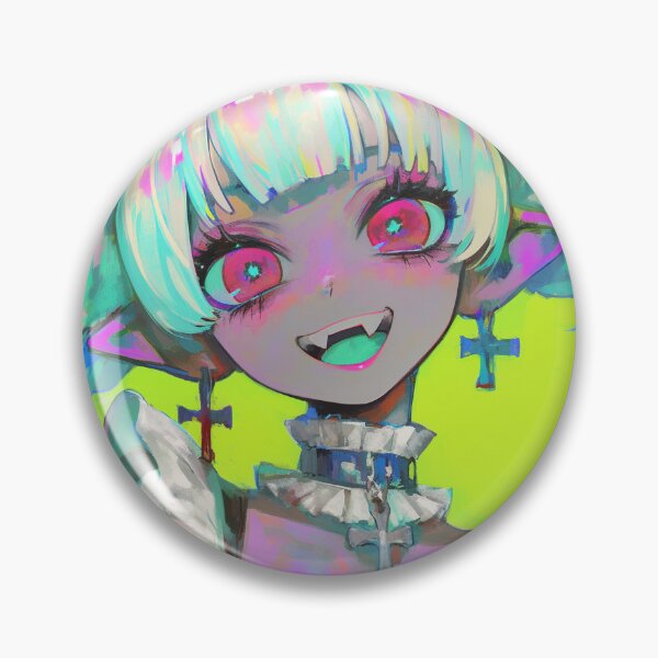 Item preview, Neon Kawaii Demon Girl Portrait designed and sold by bubblegoth.