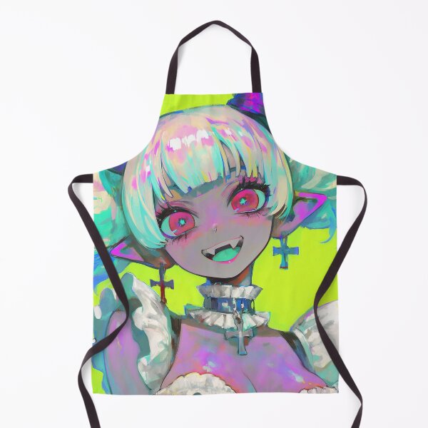 Item preview, Neon Kawaii Demon Girl Portrait designed and sold by bubblegoth.